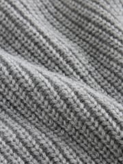 Charcoal Grey Contrast Sleeve Crew Neck Rib Jumper - Image 8 of 8