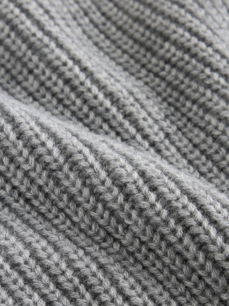 Charcoal Grey Contrast Sleeve Crew Neck Rib Jumper - Image 8 of 8 Charcoal Grey Contrast Sleeve Crew Neck Rib Jumper - Image 8 of 8