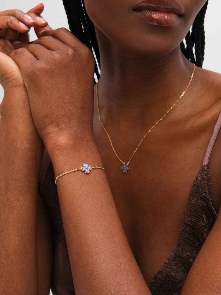 Jon Richard Purple Gold Tone Enamel Heart Clover Toggle Bracelet - Image 2 of 3