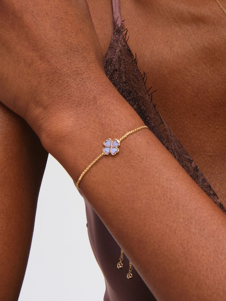 Jon Richard Purple Gold Tone Enamel Heart Clover Toggle Bracelet - Image 3 of 3