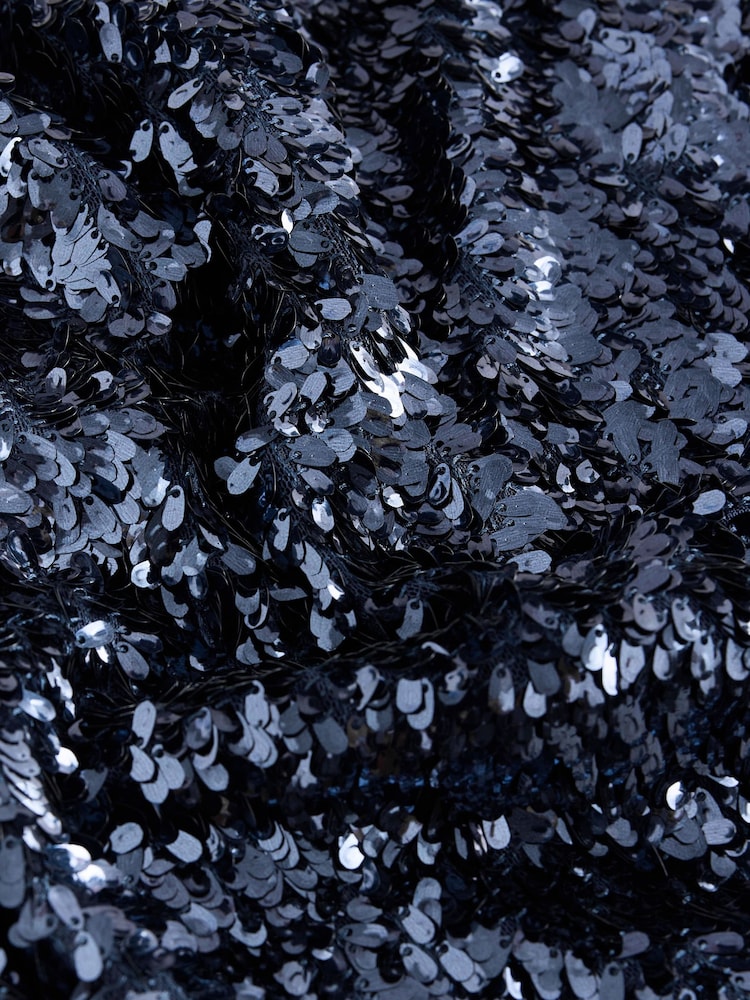 Navy Short Sleeved Sequin Top - Image 7 of 7 Navy Short Sleeved Sequin Top - Image 7 of 7