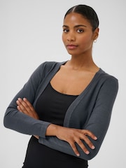 Kaffe Grey Astrid Open Front Bolero Cardigan - Image 4 of 6