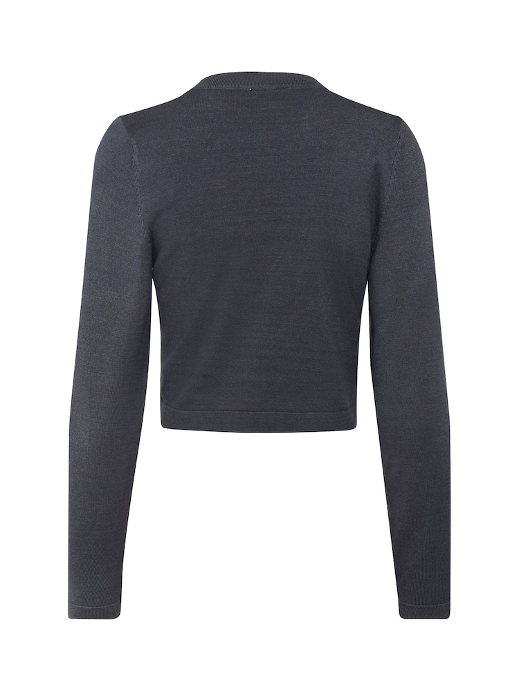 Kaffe Grey Astrid Open Front Bolero Cardigan - Image 6 of 6