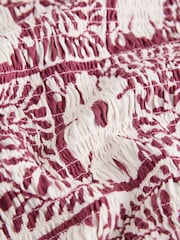 Pink National Trust X Next Shirred Mesh Long Sleeve Button Through Top - Image 7 of 8