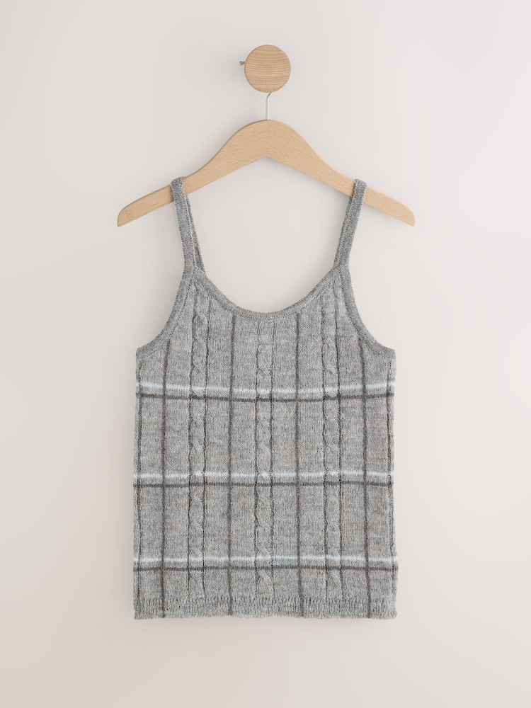 Сірий в клітинку - Sheer Knitted Vest Top - Image 1 of 3