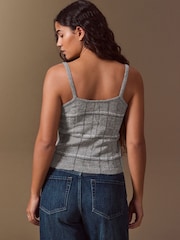 Grey Check Sheer Knitted Vest Top - Image 4 of 8