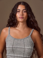 Grey Check Sheer Knitted Vest Top - Image 5 of 8