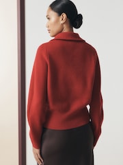 Red Supersoft Funnel Zip Neck Jumper - Image 3 of 5