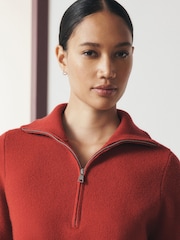 Red Supersoft Funnel Zip Neck Jumper - Image 4 of 5