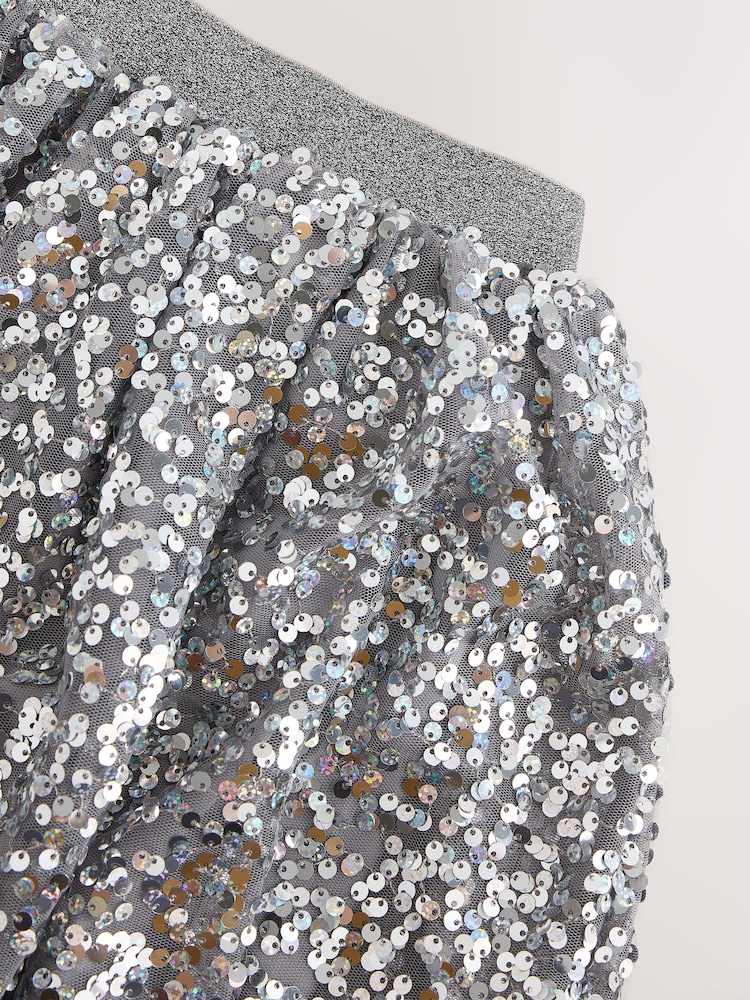 Silver Lace Trim Sequin Skirt (3-16yrs) - Image 9 of 9 Silver Lace Trim Sequin Skirt (3-16yrs) - Image 9 of 9