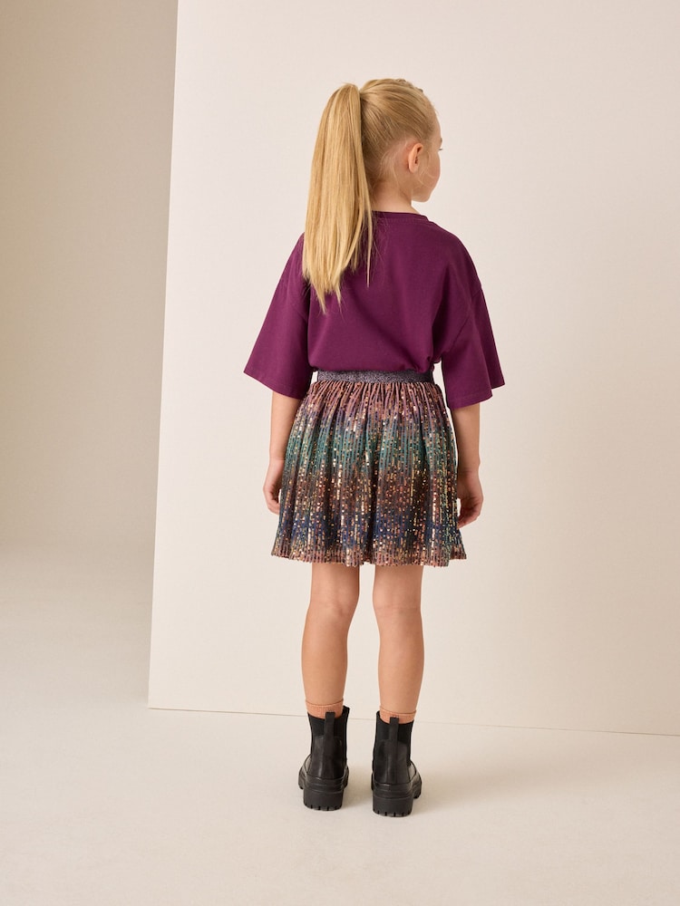 Pink/Green Ombre Pull On Sequin Skirt (3-16yrs) - Image 2 of 8 Pink/Green Ombre Pull On Sequin Skirt (3-16yrs) - Image 2 of 8