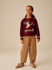 Neutral Brown Barrel Jersey Cord Trousers (3-16yrs) - Image 4 of 4