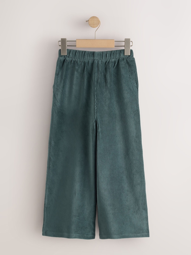 Dunkelgrün - Jersey-Cordhose mit weitem Bein (3–16 Jahre) - Bild 2 von 4