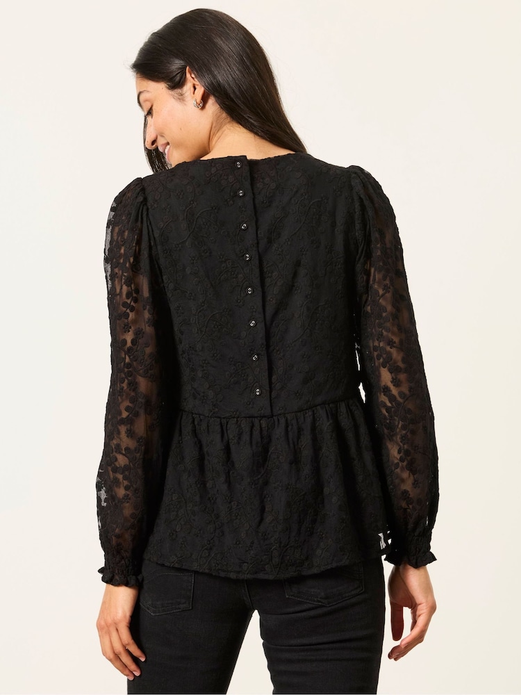 FatFace Veronica Black Lace Blouse - Image 2 of 6