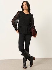 FatFace Veronica Black Lace Blouse - Image 4 of 6