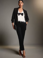 Ecru Sleeveless V-Neck Fluffy Bow Top - Image 3 of 8