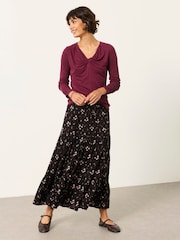 FatFace Jayla Black Rose Bud Maxi Skirt - Image 1 of 6