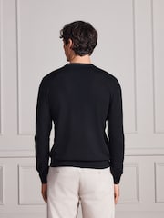 Black Merino Wool Crew Neck Jumper - Image 3 of 5