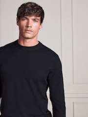 Black Merino Wool Crew Neck Jumper - Image 4 of 5