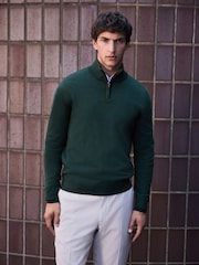 Grön - Merino Wool Signature Quarter Zip Jumper - Bild 1 av 4