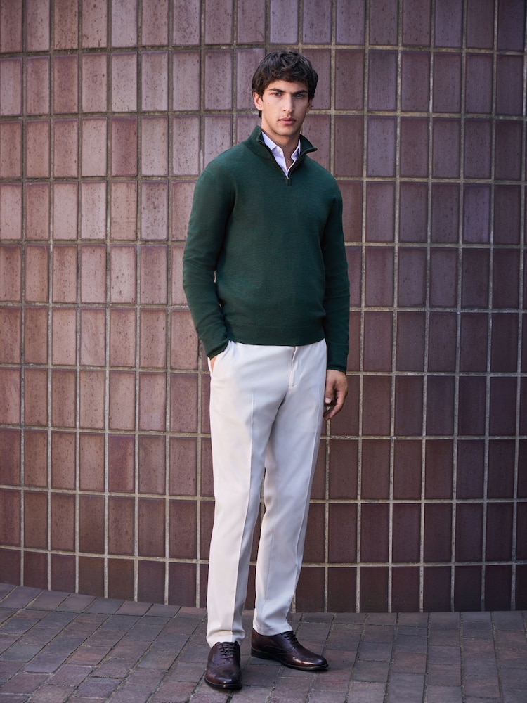 Grön - Merino Wool Signature Quarter Zip Jumper - Bild 2 av 4