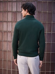 Grön - Merino Wool Signature Quarter Zip Jumper - Bild 3 av 4