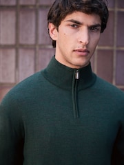 Grön - Merino Wool Signature Quarter Zip Jumper - Bild 4 av 4
