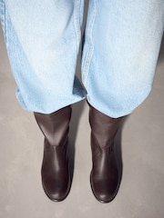 Chocolate Brown Standard fit Pull On Midi Boots - Image 1 of 3