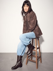 Chocolate Brown Standard fit Pull On Midi Boots - Image 3 of 3