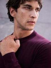 Wine Red Merino Wool Crew Neck Jumper - Image 4 of 5