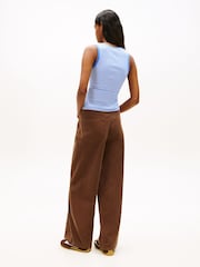 Tommy Jeans Blue Ribbed Slim Scoop Neck Tank Top - Image 3 of 5