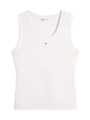 Tommy Jeans White Ribbed Slim Scoop Neck Tank Top - Image 5 of 5