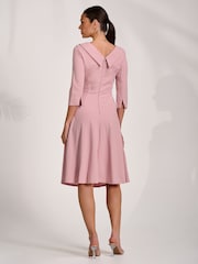 Jolie Moi Pink 3/4 Sleeve Fold Neck Midi Dress - Image 2 of 6