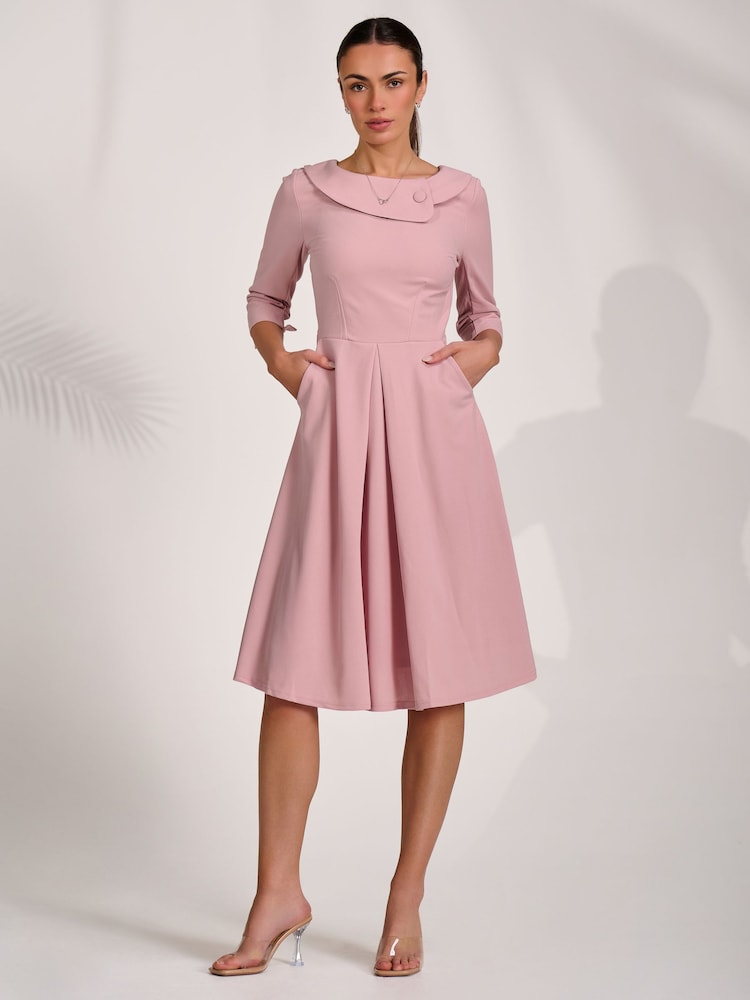 pink knee length dress with sleeves Buy Jolie Moi 3/4 Sleeve Fold Neck Midi from Next USA Sport Riot