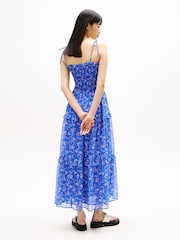Tommy Jeans Blue Print Extra Slim Chiffon Maxi Dress - Image 2 of 5
