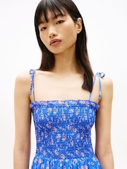 Tommy Jeans Blue Print Extra Slim Chiffon Maxi Dress - Image 3 of 5