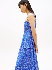 Tommy Jeans Blue Print Extra Slim Chiffon Maxi Dress - Image 4 of 5