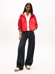 Tommy Jeans Red Relaxed Water Repellent Ripstop Hooded Jacket - Image 2 of 5