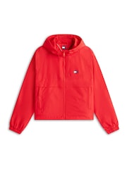 Tommy Jeans Red Relaxed Water Repellent Ripstop Hooded Jacket - Image 5 of 5