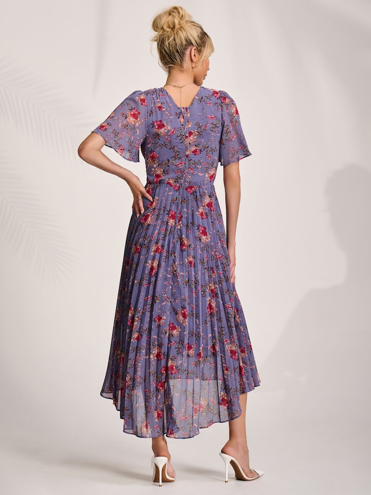 Jolie Moi Printed Chiffon Pleated Maxi Dress - Bild 2 von 6