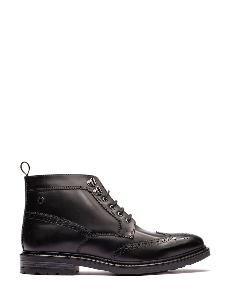 Base London Black Foster Brogue Boots - Image 1 of 1 Base London Black Foster Brogue Boots - Image 1 of 1