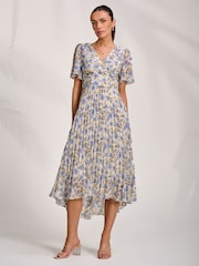 Jolie Moi Printed Chiffon Pleated Maxi Dress - Imaginea 1 din 6