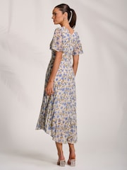 Jolie Moi Printed Chiffon Pleated Maxi Dress - Imaginea 2 din 6