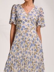 Jolie Moi Printed Chiffon Pleated Maxi Dress - Imaginea 3 din 6