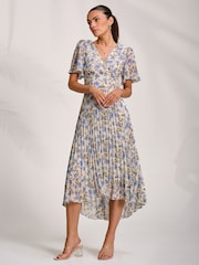 Jolie Moi Printed Chiffon Pleated Maxi Dress - Imaginea 5 din 6