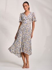 Jolie Moi Printed Chiffon Pleated Maxi Dress - Imaginea 6 din 6