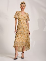 Jolie Moi Printed Chiffon Pleated Maxi Dress - Imaginea 1 din 6