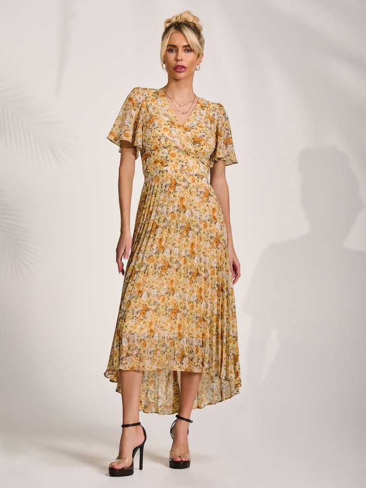 Jolie Moi Printed Chiffon Pleated Maxi Dress - Imaginea 1 din 6 Jolie Moi Printed Chiffon Pleated Maxi Dress - Imaginea 1 din 6