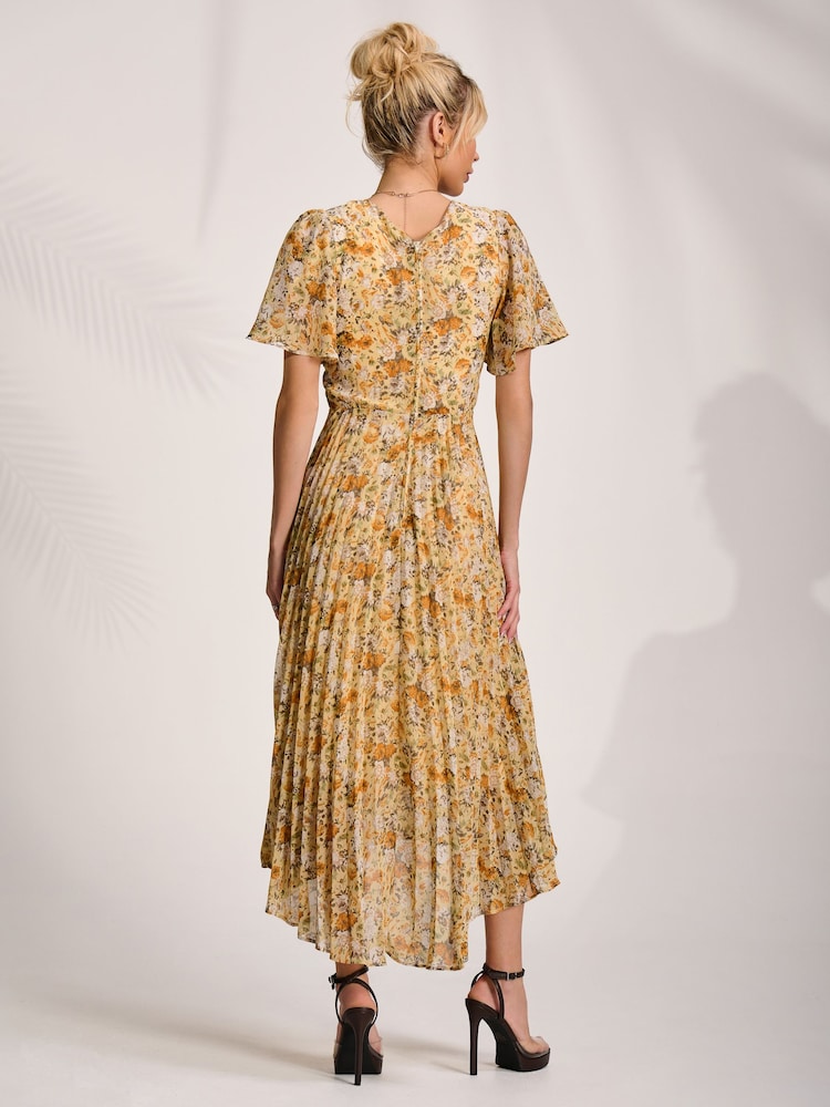 Jolie Moi Printed Chiffon Pleated Maxi Dress - Imaginea 2 din 6 Jolie Moi Printed Chiffon Pleated Maxi Dress - Imaginea 2 din 6