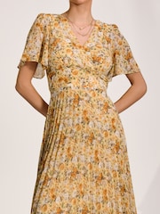 Jolie Moi Printed Chiffon Pleated Maxi Dress - Imaginea 3 din 6